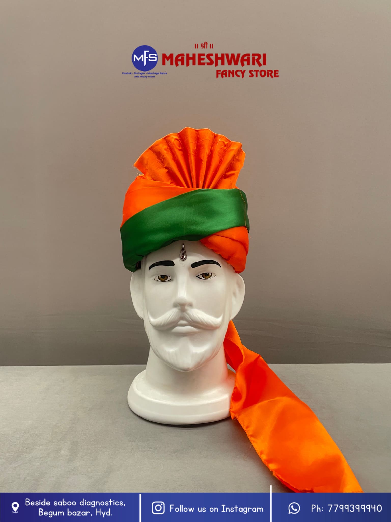 MFS Wedding Essentials - Orange And Green Swagat Pagdi